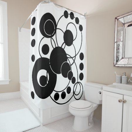 Black And White Artsy Abstract Shower Curtain