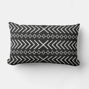 Black and White Artsy Design Pattern Lumbar Pillow