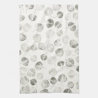 Black and White Aspen Leaves Pattern © Sandy Long Kitchen Towel