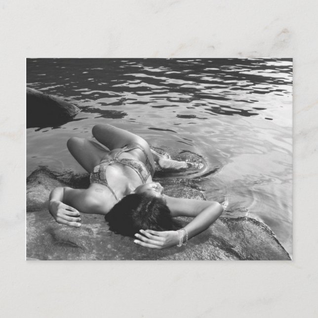 Black and White at the River Postcard (Front)