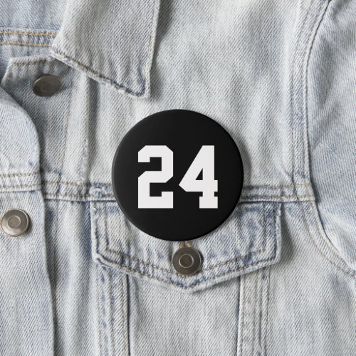 Black and White Athlete Jersey Number Button