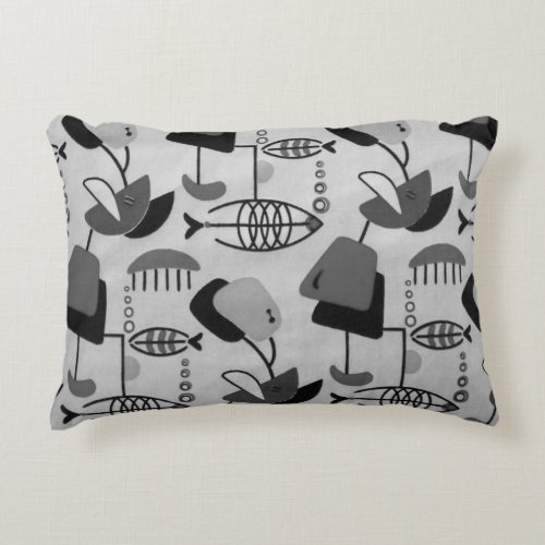 Black and White Atomic Pattern Accent Pillow
