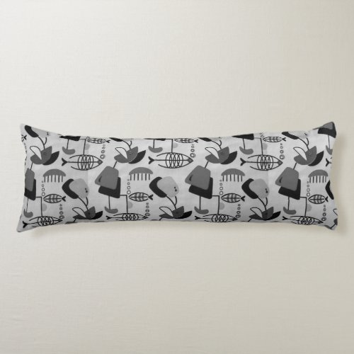 Black and White Atomic Pattern Body Pillow