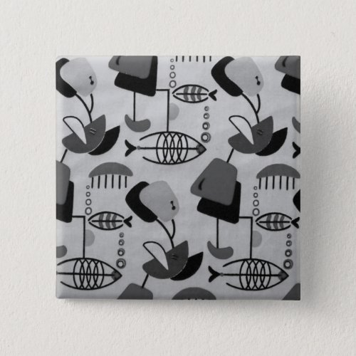 Black and White Atomic Pattern Button