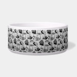 Black and White Atomic Pattern Ceramic Pet Bowl<br><div class="desc">This Black and White Atomic Pattern Ceramic Pet Bowl is black and white and retro all over. The design features a replica of a vintage 1950's fabric, as seen through the lens of a black and white television program. The modern art shapes include everything from the abstract to the fish!...</div>
