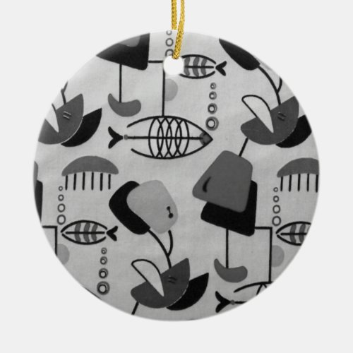 Black and White Atomic Pattern Christmas Ornament