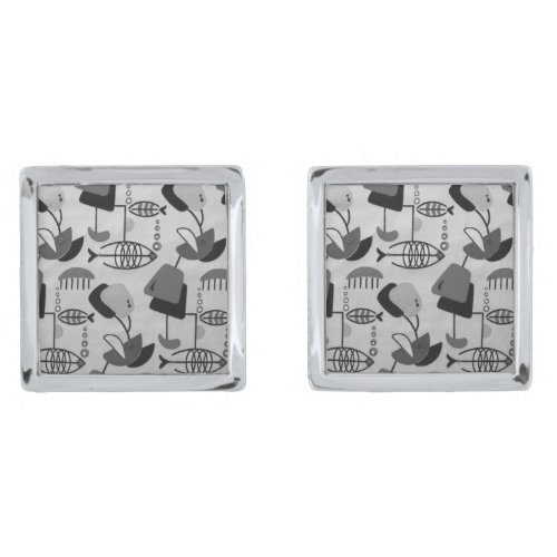 Black and White Atomic Pattern Cufflinks