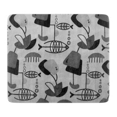 Black and White Atomic Pattern Cutting Board