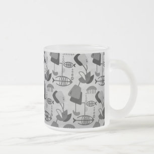 Black and White Atomic Pattern Frosted Glass Mug
