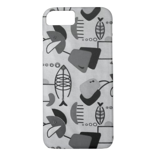 Black and White Atomic Pattern iPhone 7 Case