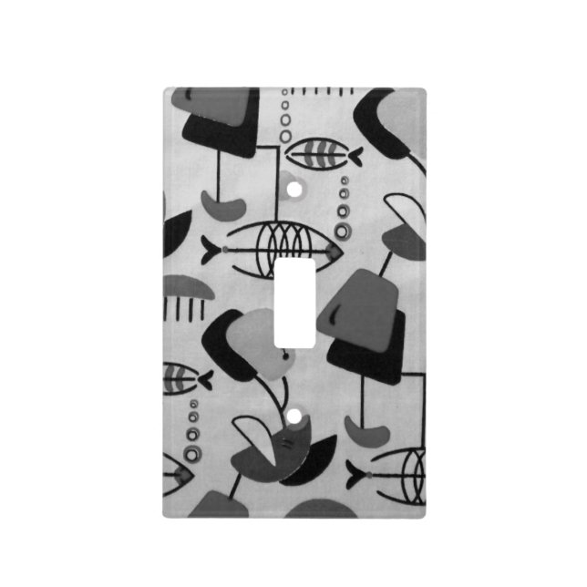 Black and White Atomic Pattern Light Switch Cover (Front)