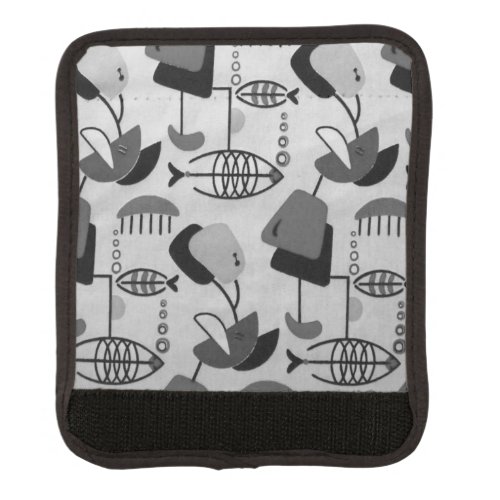 Black and White Atomic Pattern Luggage Handle Wrap