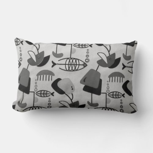 Black and White Atomic Pattern Lumbar Pillow