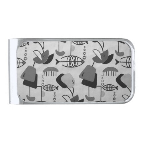 Black and White Atomic Pattern Money Clip