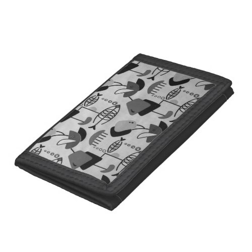 Black and White Atomic Pattern Nylon Wallet