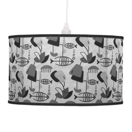 Black and White Atomic Pattern Pendant Lamp