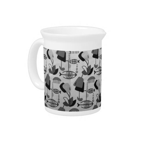 Black and White Atomic Pattern Porcelain Pitcher