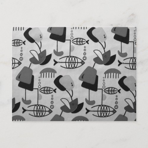 Black and White Atomic Pattern Postcard