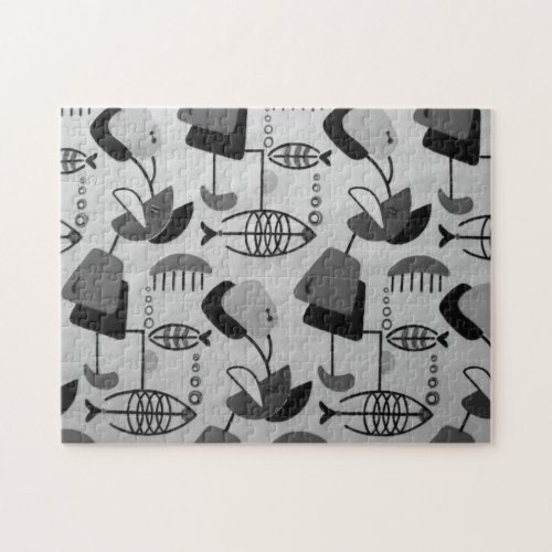 Black and White Atomic Pattern Puzzle