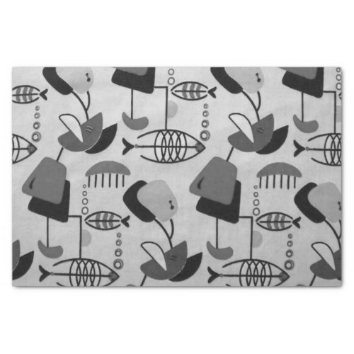 Black and White Atomic Pattern Tissue Paper