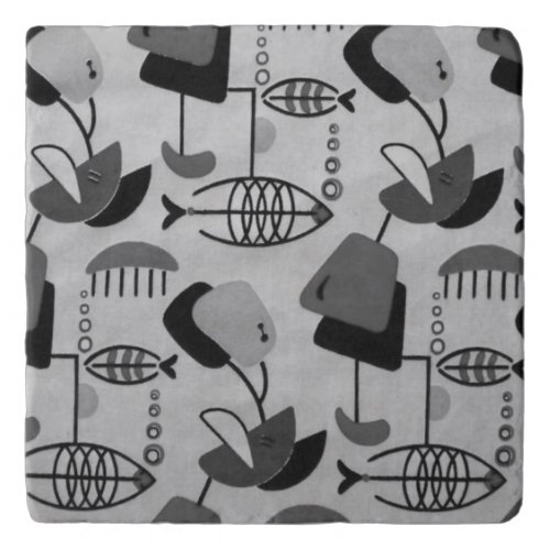 Black and White Atomic Pattern Trivet