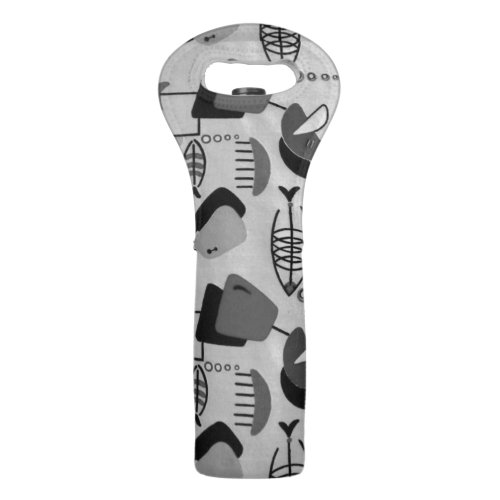 Black and White Atomic Pattern Wine Tote