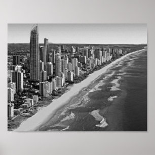 Black and White Australia Gold Coast Poster