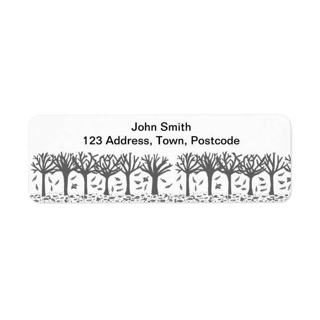 Black and white Autumn trees Label (Front)
