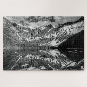 Black and White Avalanche Lake Jigsaw Puzzle