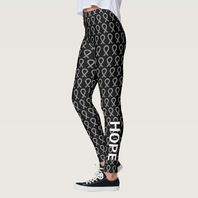 Black and White Awareness Ribbon Art Leggings (Left)
