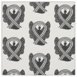 Black and White Awareness Ribbon Custom Material Fabric