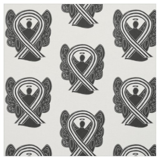 Black and White Awareness Ribbon Custom Material Fabric