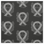 Black and White Awareness Ribbon Custom Material Fabric