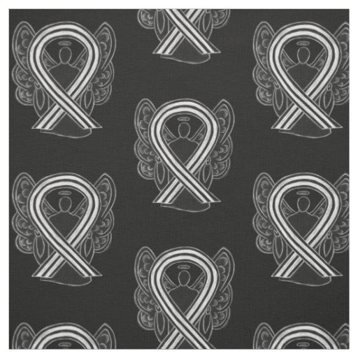 Black and White Awareness Ribbon Custom Material Fabric