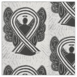 Black and White Awareness Ribbon Custom Material Fabric