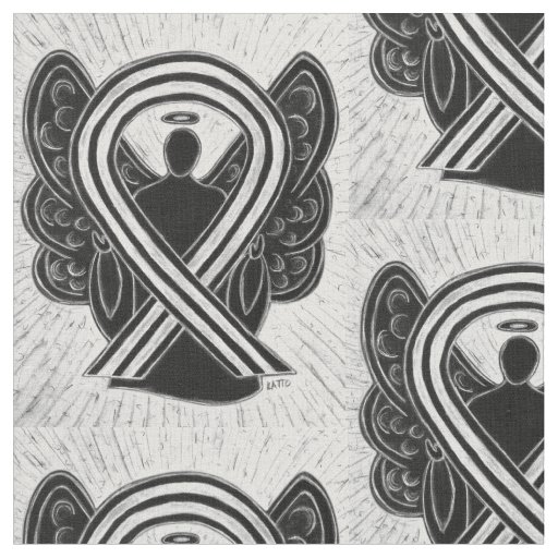 Black and White Awareness Ribbon Custom Material Fabric