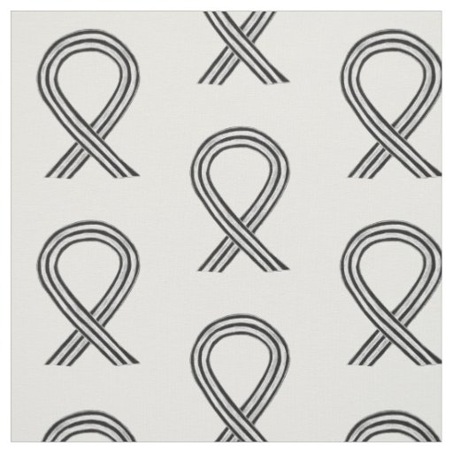 Black and White Awareness Ribbon Fabric Material