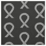 Black and White Awareness Ribbon Fabric Material