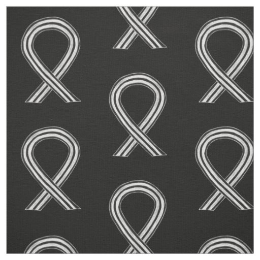 Black and White Awareness Ribbon Fabric Material