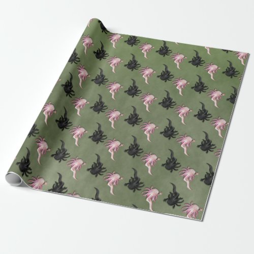 Black and White Axolotls Art Wrapping Paper