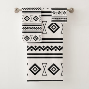 Black And White Aztec Bath Towel Set