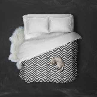 Black and White Aztec Chevron Zig Zag Pattern Duvet Cover
