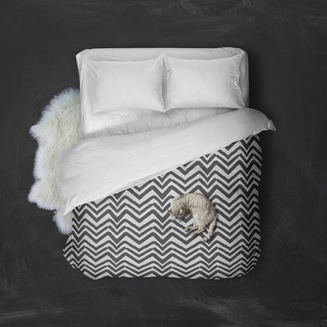 Black and White Aztec Chevron Zig Zag Pattern Duvet Cover (Creator Uploaded)