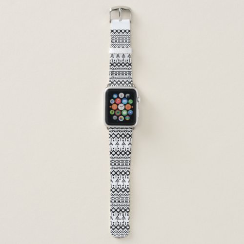 Black and White Aztec geometric vector pattern Apple Watch Band