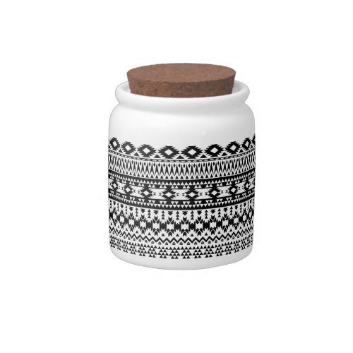 Black and White Aztec geometric vector pattern Candy Jar