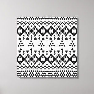Black and White Aztec geometric vector pattern Canvas Print