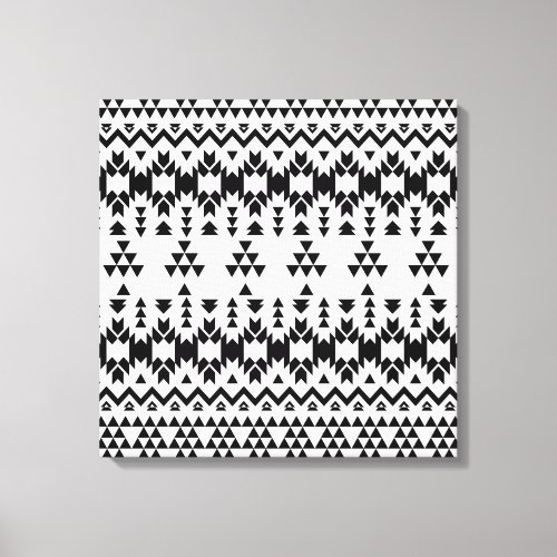 Black and White Aztec geometric vector pattern Canvas Print