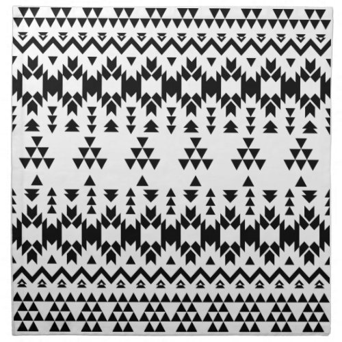 Black and White Aztec geometric vector pattern Cloth Napkin