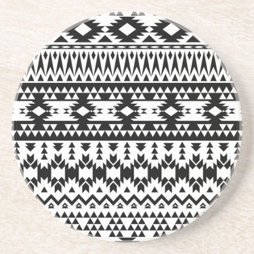 Black and White Aztec geometric vector pattern Coaster