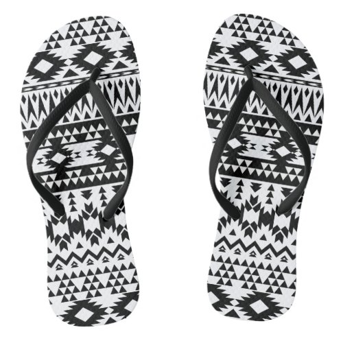 Black and White Aztec geometric vector pattern Flip Flops